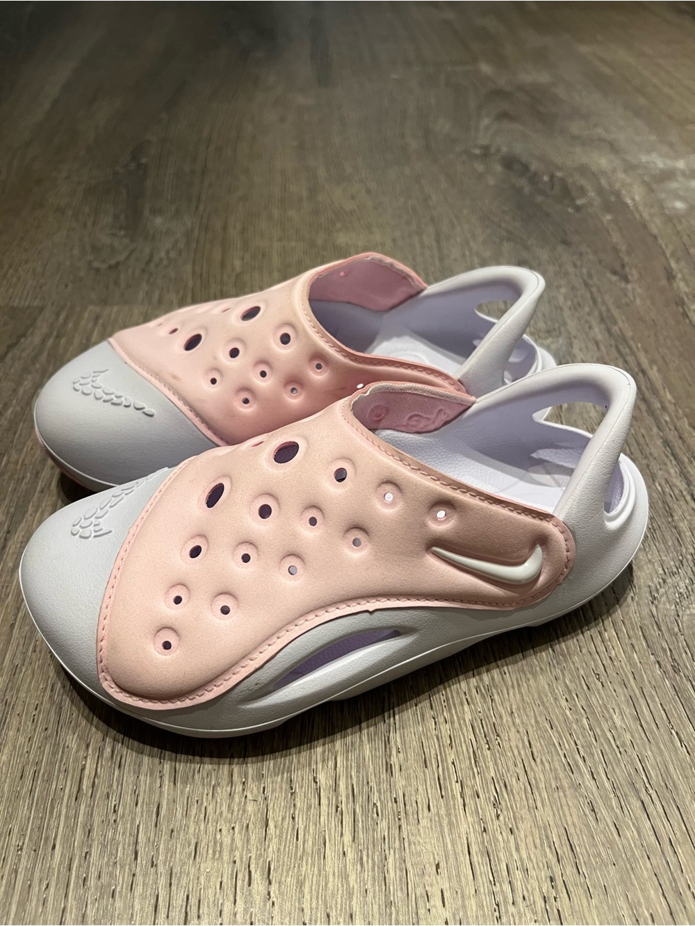 Nike Kids' Pink and White Lightweight Slip-On Sandals swim school 11 shoes